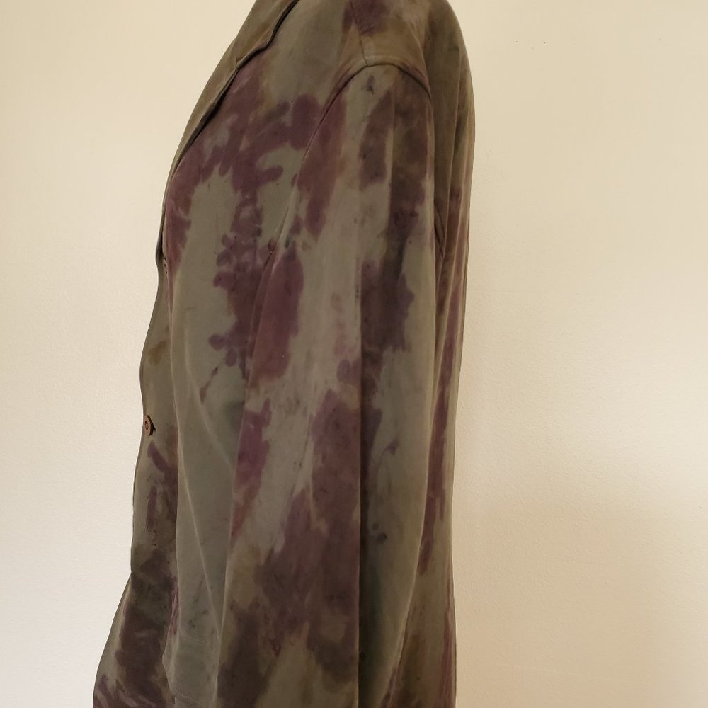 Tommy Bahama silk Blazer sport coat green brown Medium large camo painted black - Picture 13 of 14